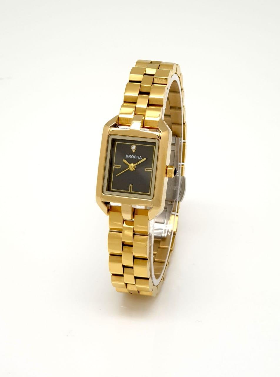 PHOTO-2022-07-19-15-25-04 ساعه نسائية مستطيلة من بروشا باللون الذهبي BR1221281GK - الصورة 1