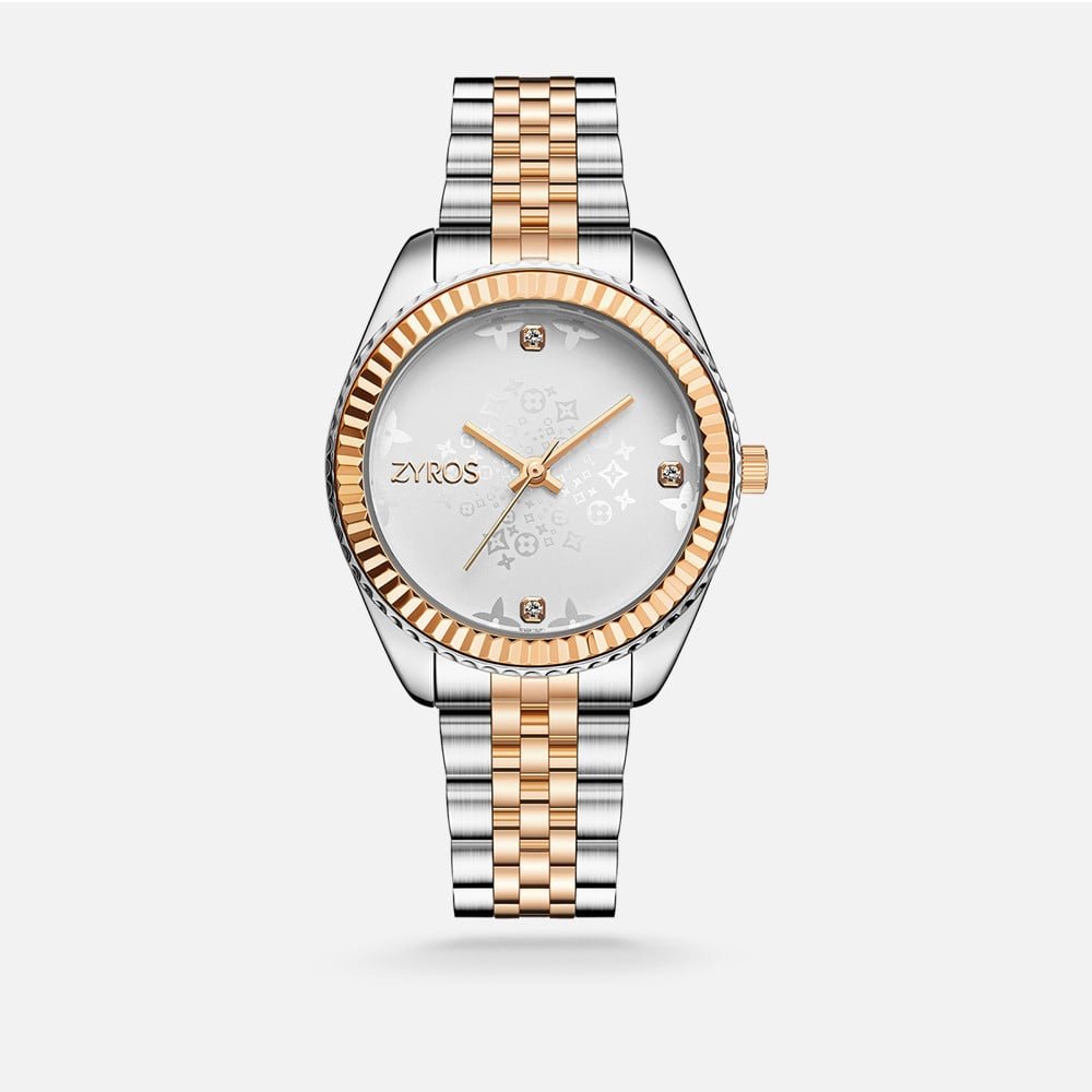 ZAS233L381138 ساعه نسائية من زايروس باللونين الروز قولد والفضي | ZAS233L - الصورة 1