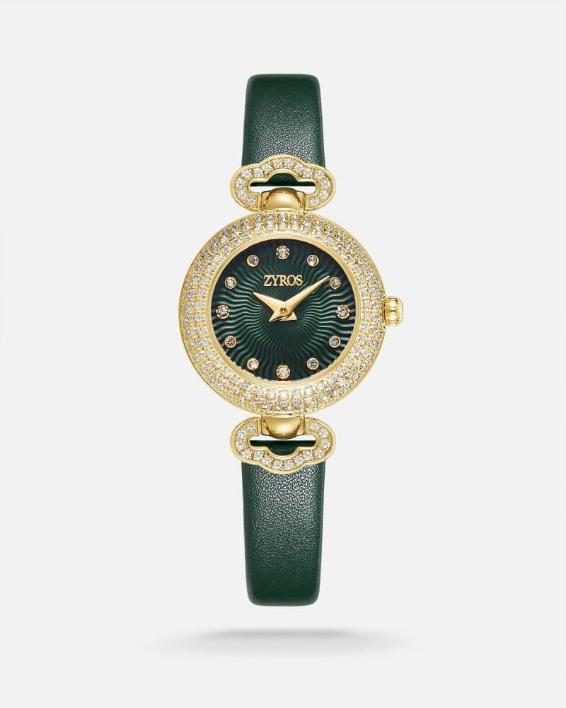 ساعة نسائية من الجلد بلون أخضر | ZOL030F