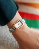 ⁦ساعة نورة باللون الفضي والروز قولد | LAS006LMRW⁩ - الصورة ⁦2⁩