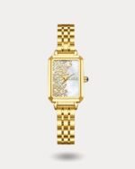 ساعة مها بنقوش عربيه بلون ذهبي | LAS012L