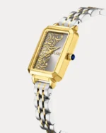 ⁦ساعة مها بنقوش عربيه بلون ذهبي وفضي | LAS012L⁩ - الصورة ⁦5⁩