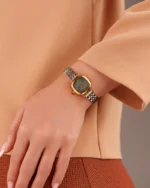 ⁦ساعة هاجر بلون ذهبي وفضي | LAS009L⁩ - الصورة ⁦4⁩