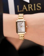 ⁦ساعة مها بنقوش عربيه بلون ذهبي | LAS012L⁩ - الصورة ⁦2⁩