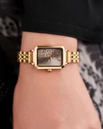 ⁦ساعة مها بنقوش عربيه بلون ذهبي | LAS012L⁩ - الصورة ⁦2⁩