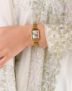 ⁦ساعة مها بنقوش عربيه بلون ذهبي | LAS012L⁩ - الصورة ⁦4⁩