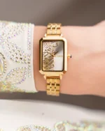 ⁦ساعة مها بنقوش عربيه بلون ذهبي | LAS012L⁩ - الصورة ⁦2⁩