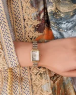 ⁦ساعة مها بنقوش عربيه بلون ذهبي وفضي | LAS012L⁩ - الصورة ⁦4⁩