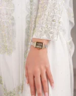 ⁦ساعة مها بنقوش عربيه بلون ذهبي وفضي | LAS012L⁩ - الصورة ⁦3⁩