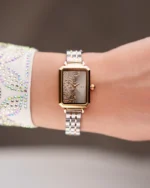 ⁦ساعة مها بنقوش عربيه بلون ذهبي وفضي | LAS012L⁩ - الصورة ⁦2⁩