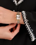 ⁦ساعة مها بنقوش عربيه بلون ذهبي وفضي | LAS012L⁩ - الصورة ⁦3⁩