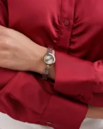 ⁦ساعة الخلية النسائية بلون الذهبي والفضي | LAS013L⁩ - الصورة ⁦4⁩