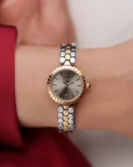 ⁦ساعة الخلية النسائية بلون الذهبي والفضي | LAS013L⁩ - الصورة ⁦2⁩