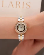 ⁦ساعة منار من الاستيل بلون ذهبي وفضي | LOS009L⁩ - الصورة ⁦2⁩