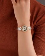 ⁦ساعة منار من الاستيل بلون ذهبي وفضي | LOS009L⁩ - الصورة ⁦3⁩