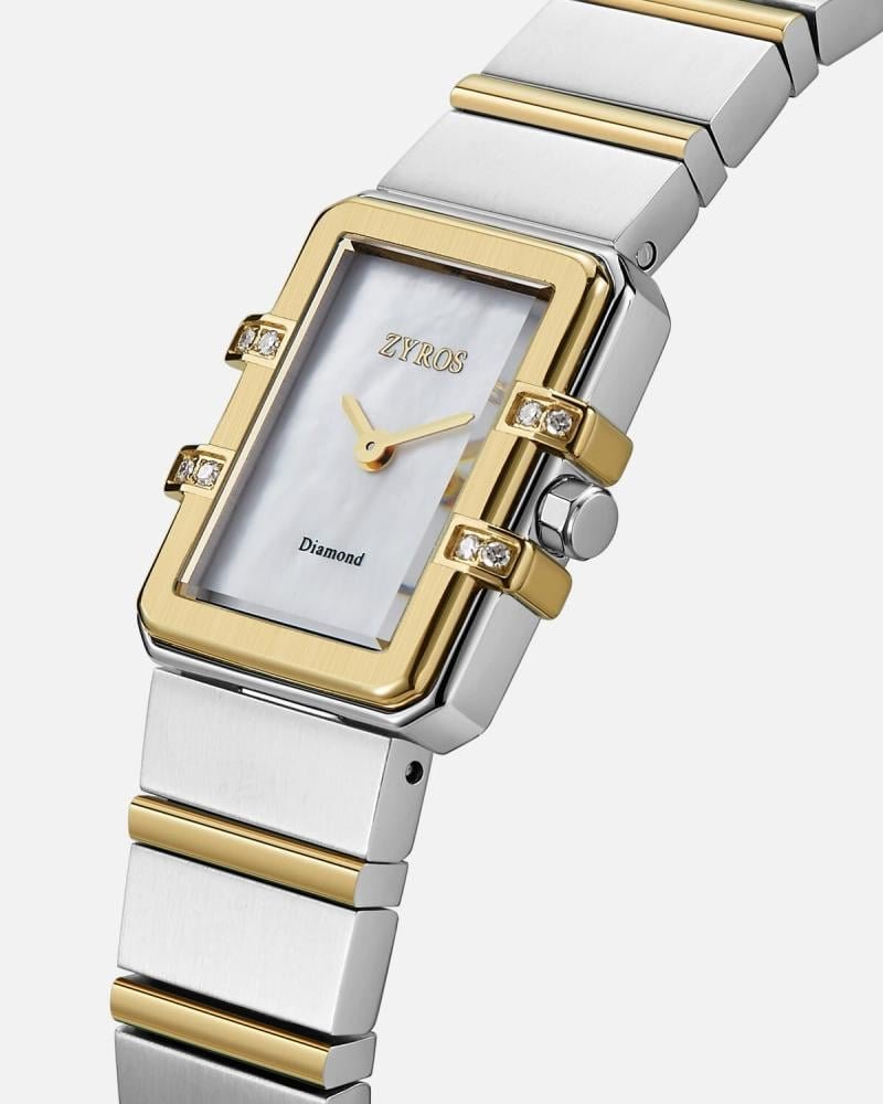 Alternative view of ساعة ب 8 فصوص من الألماس بلون ذهبي وفضي | ZDS005F