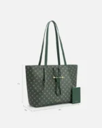 ⁦شنطة نسائية واسعة بلون أخضر منقوش | ZLS039W⁩ - الصورة ⁦2⁩