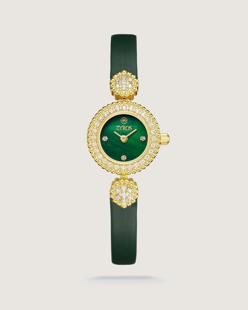 ساعة نسائية بسير جلد باللون الأخضر | ZOL012F