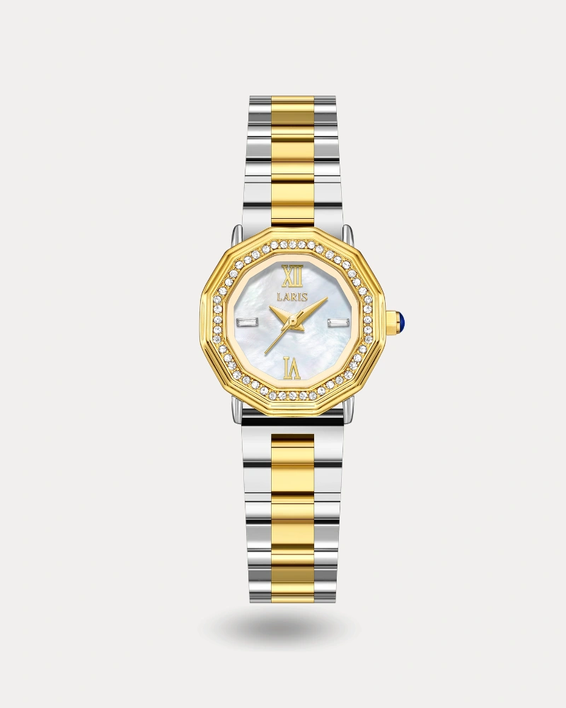 ساعة ريفال النسائية بلون فضي وذهبي | LOS013L