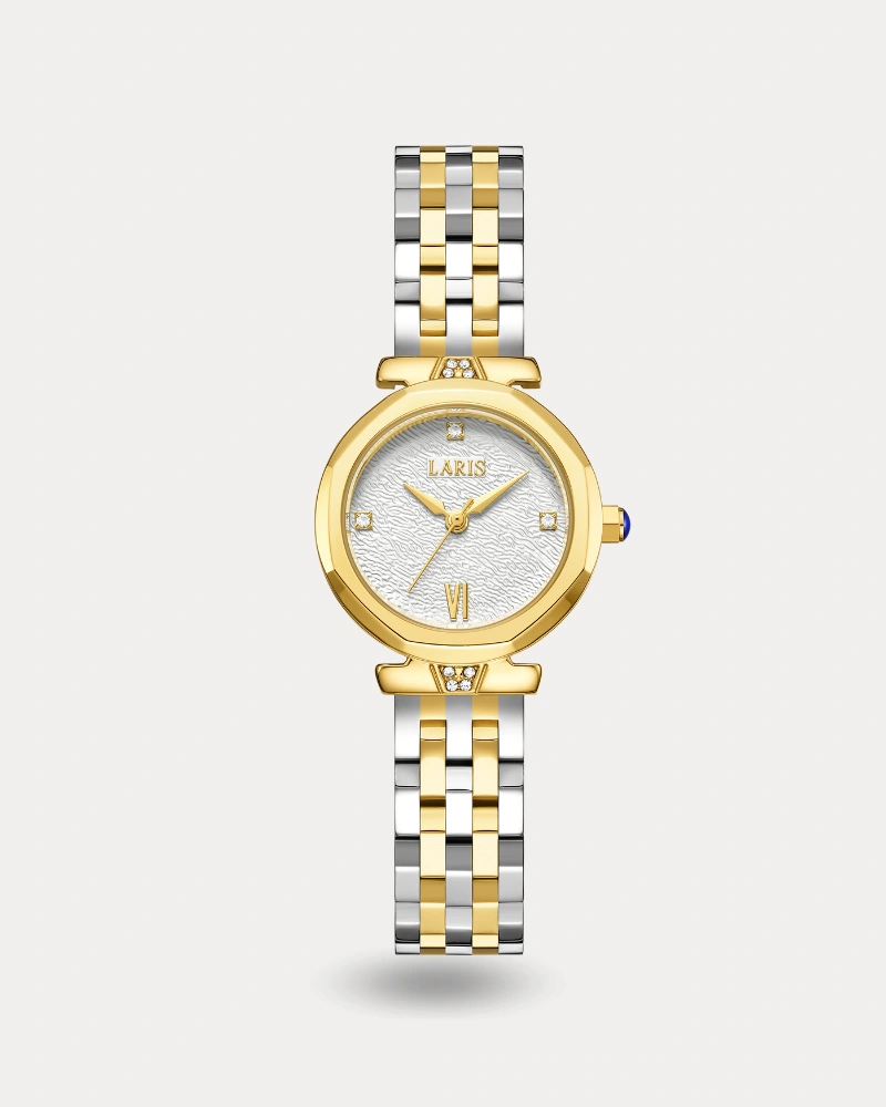 ساعة ميساء النسائية بلون فضي وذهبي | LOS015L